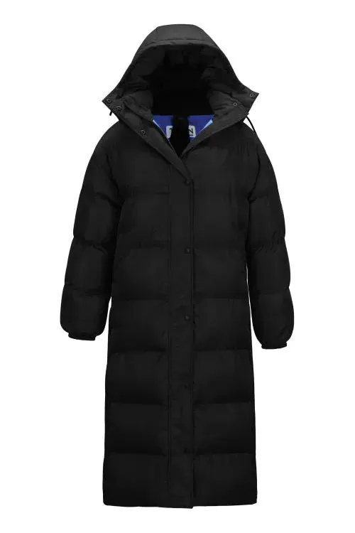 06 Long Puffer - Black/Royal Blue