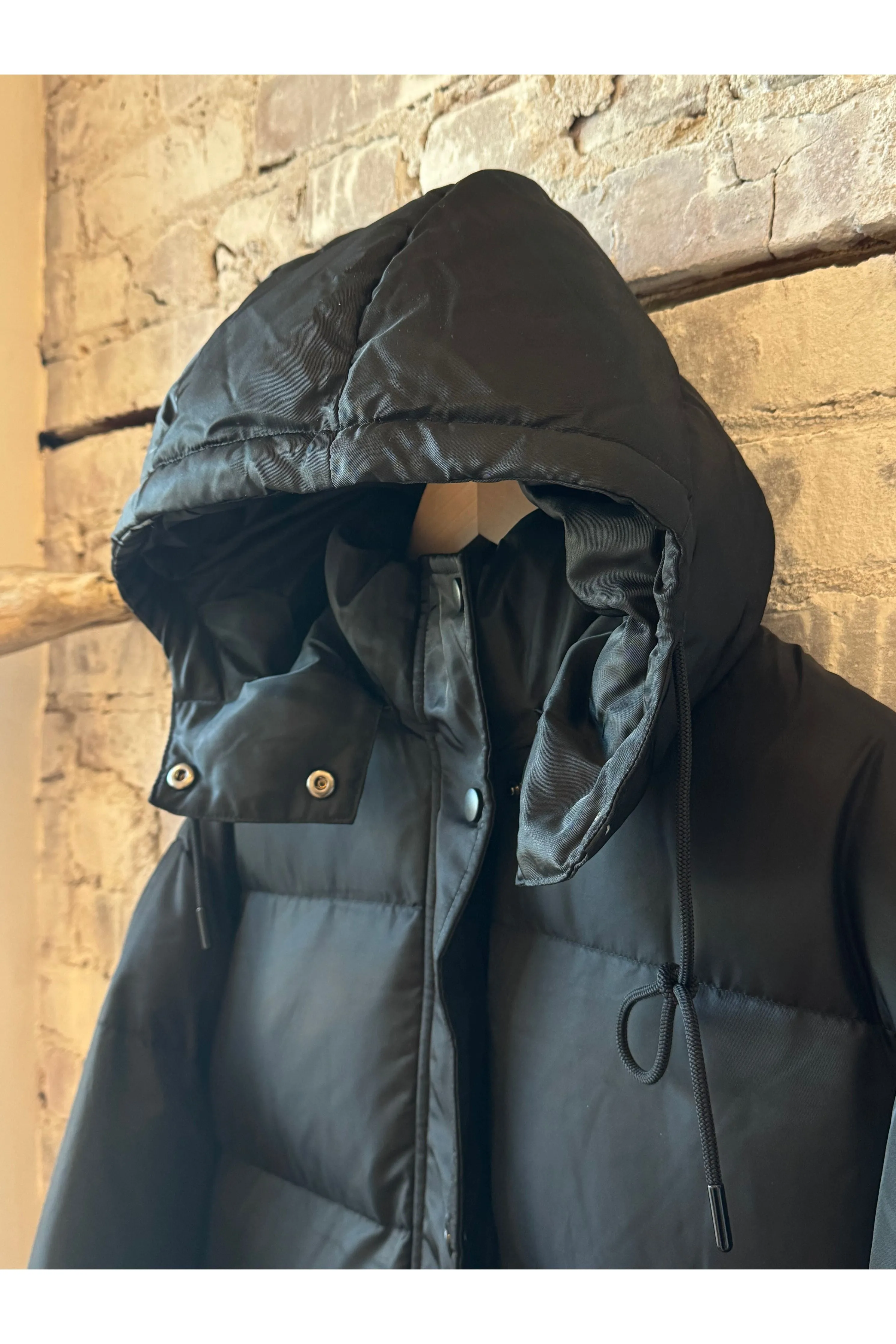 06 Long Puffer - Black/Royal Blue