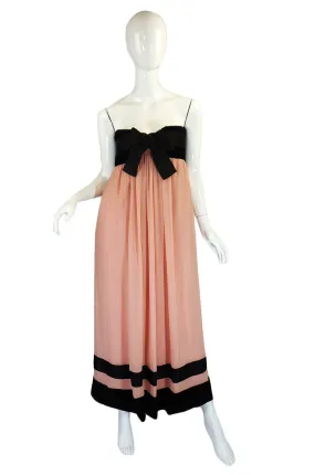 1970s Pink Strapless BIll Blass w Shawl
