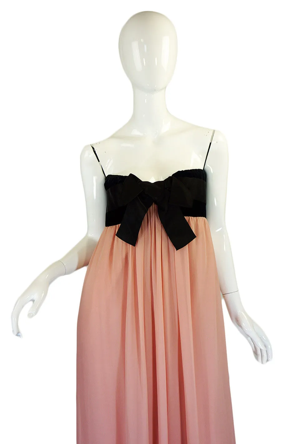 1970s Pink Strapless BIll Blass w Shawl