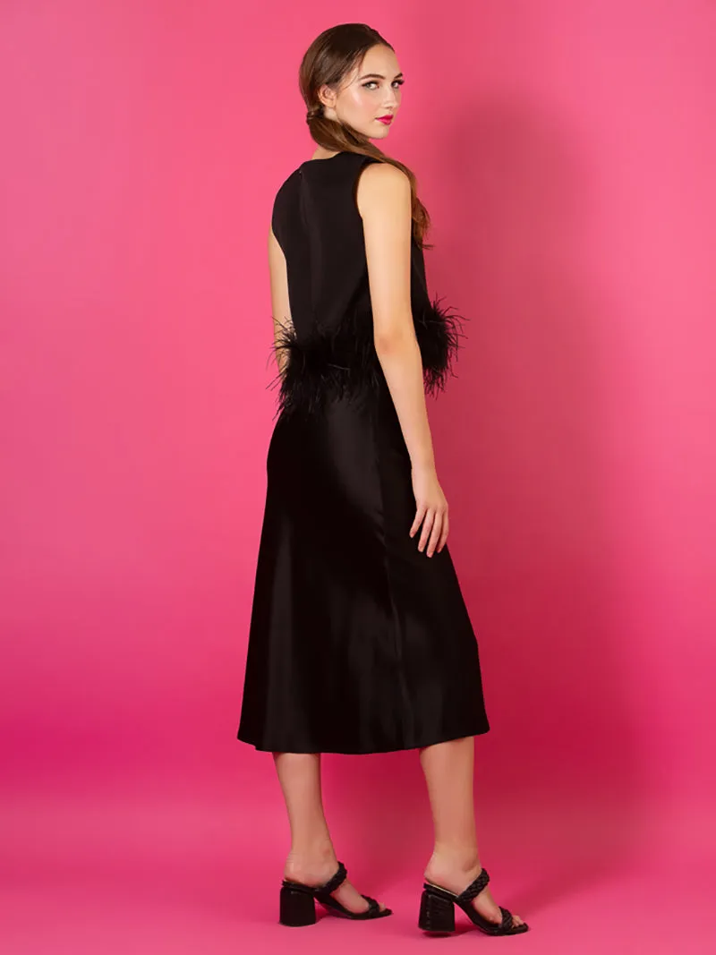 Acetate Slip Skirt with Hidden Elastic Waist Band