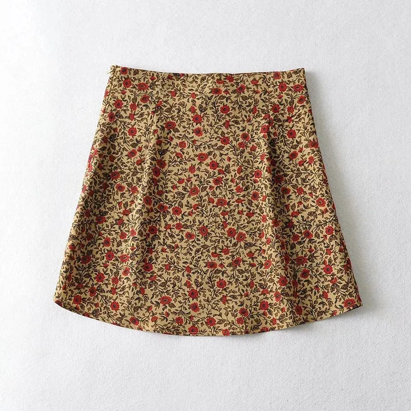 Advbridge -  Women Slip Mini Skirt In Floral Print Vintage Floral Print Mini Skirt