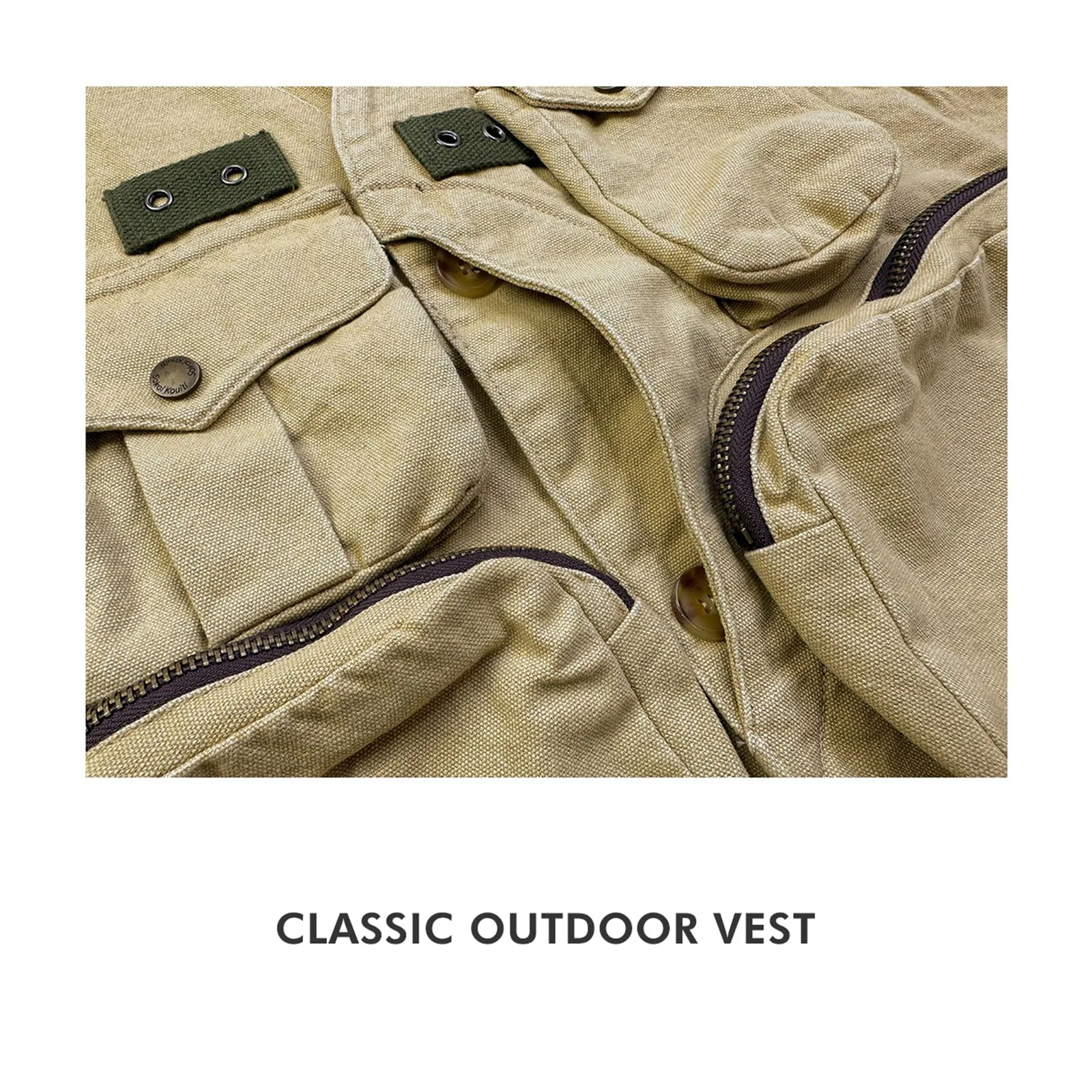 Amekaji Vest Canvas Cargo Vest