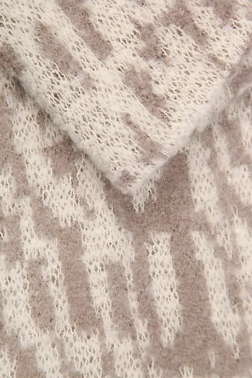 Beige Asymmetric Animal Print Blanket Scarf