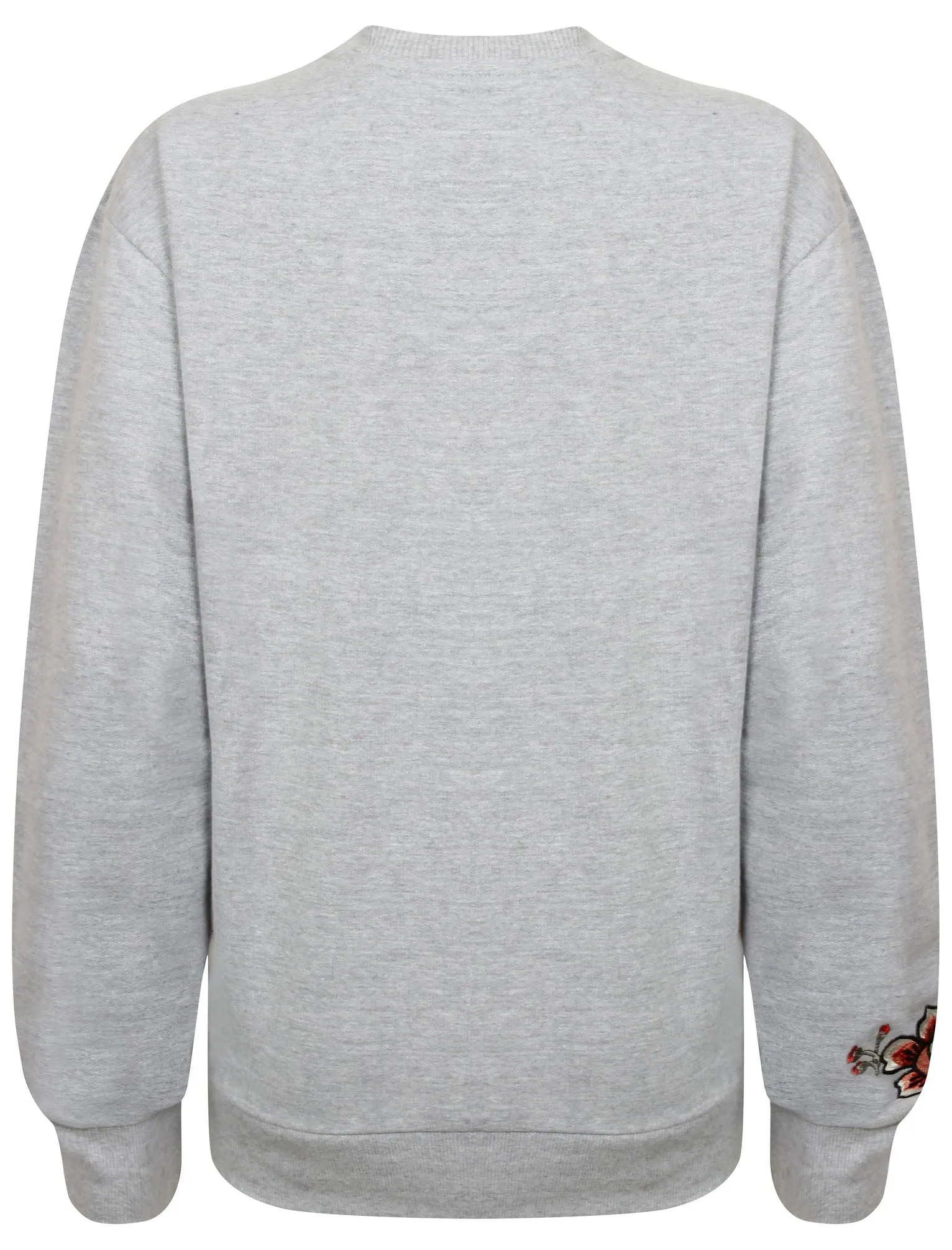 Blossom Floral Embroidered Sweatshirt in Light Grey Marl - Amara Reya