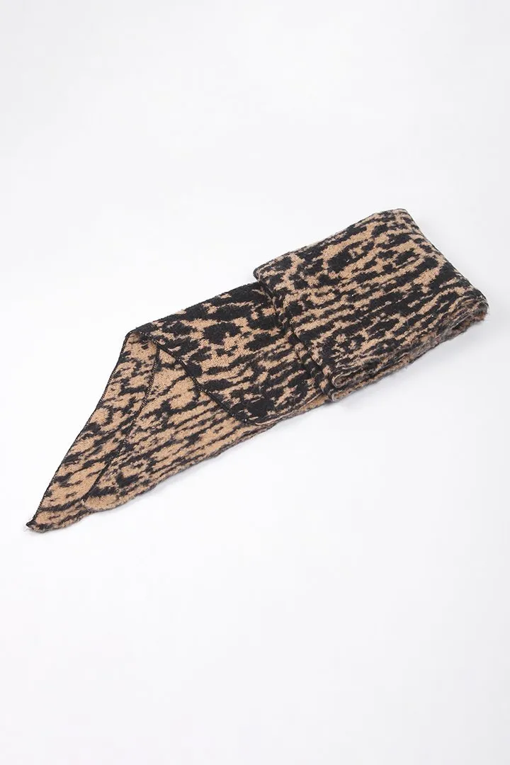 Camel Asymmetric Animal Print Blanket Scarf
