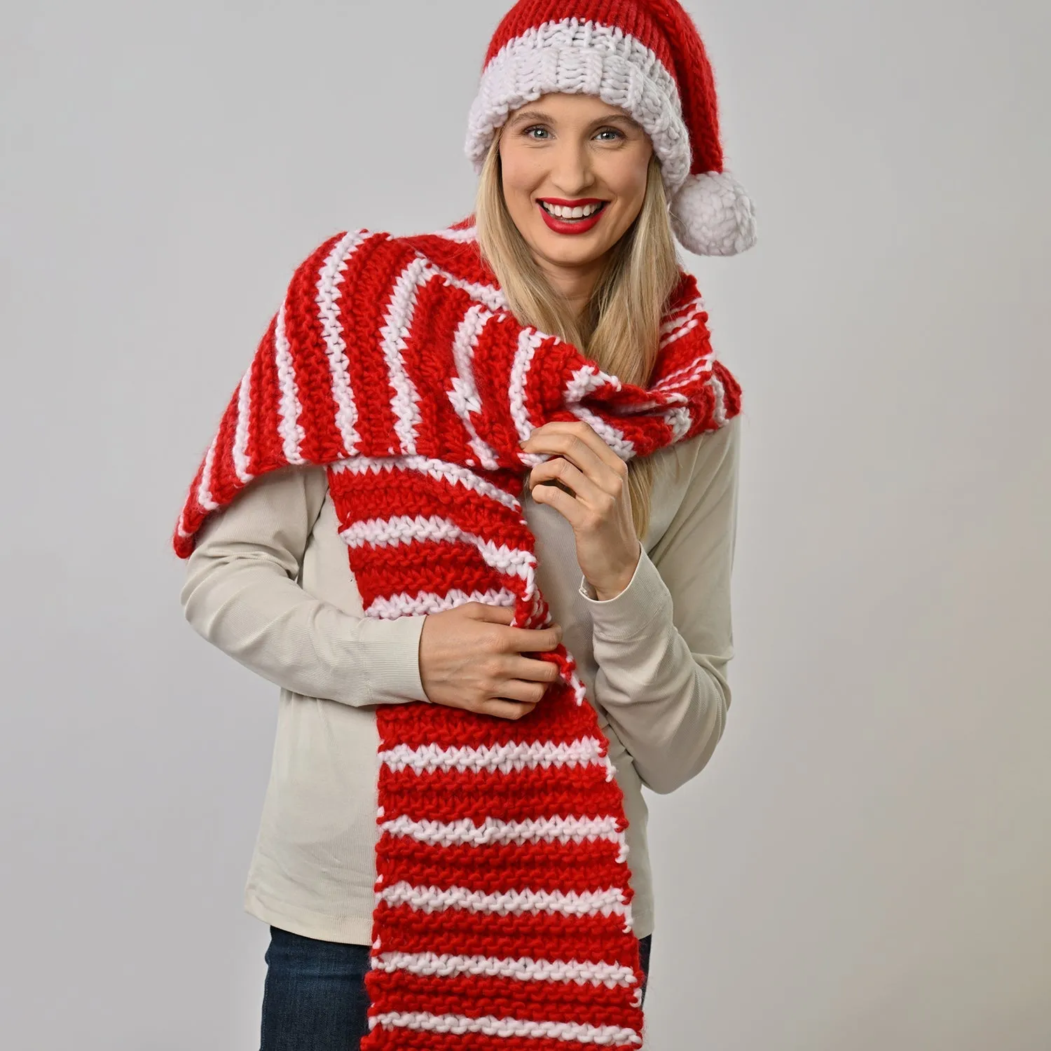 Candy Cane Scarf Knitting Kit