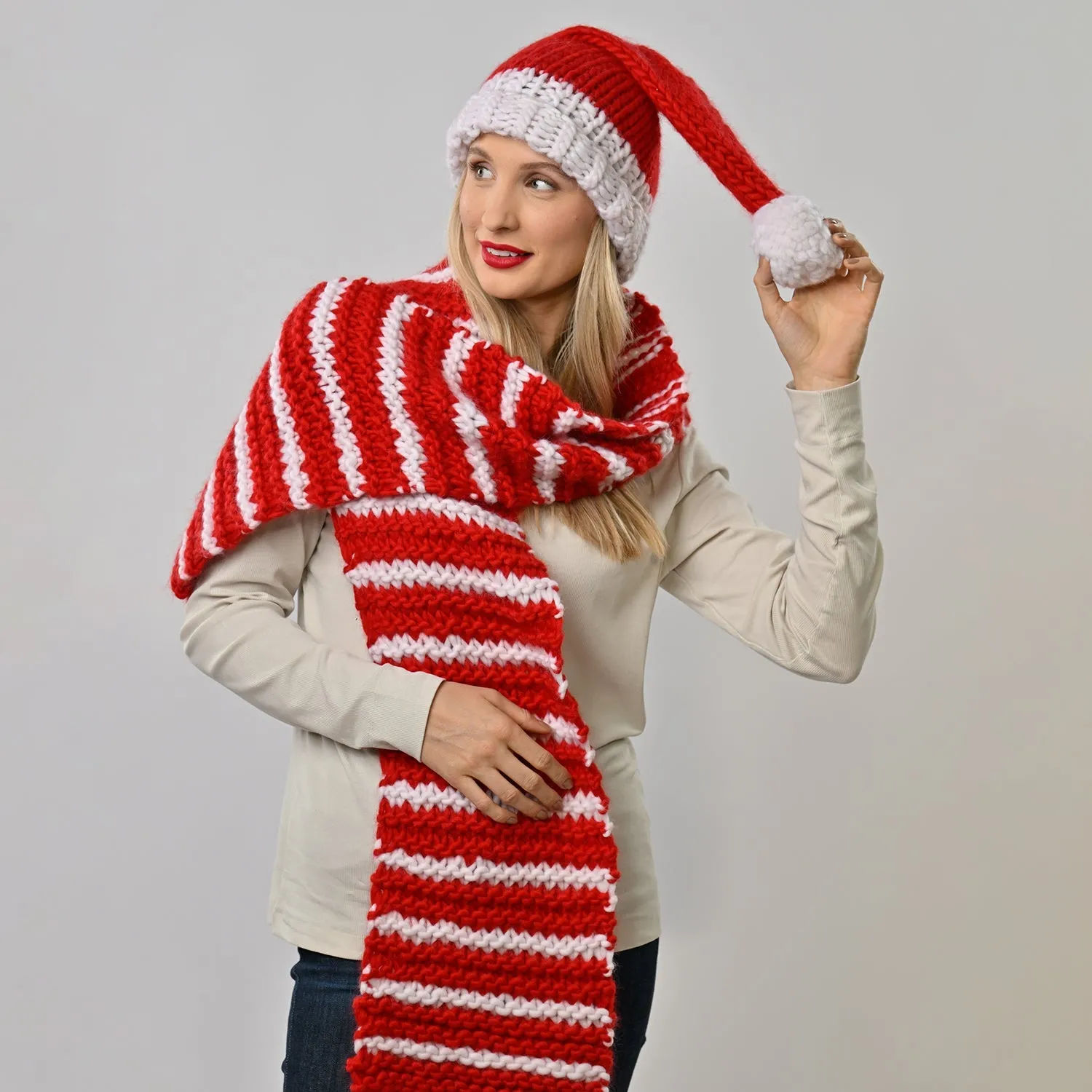 Candy Cane Scarf Knitting Kit