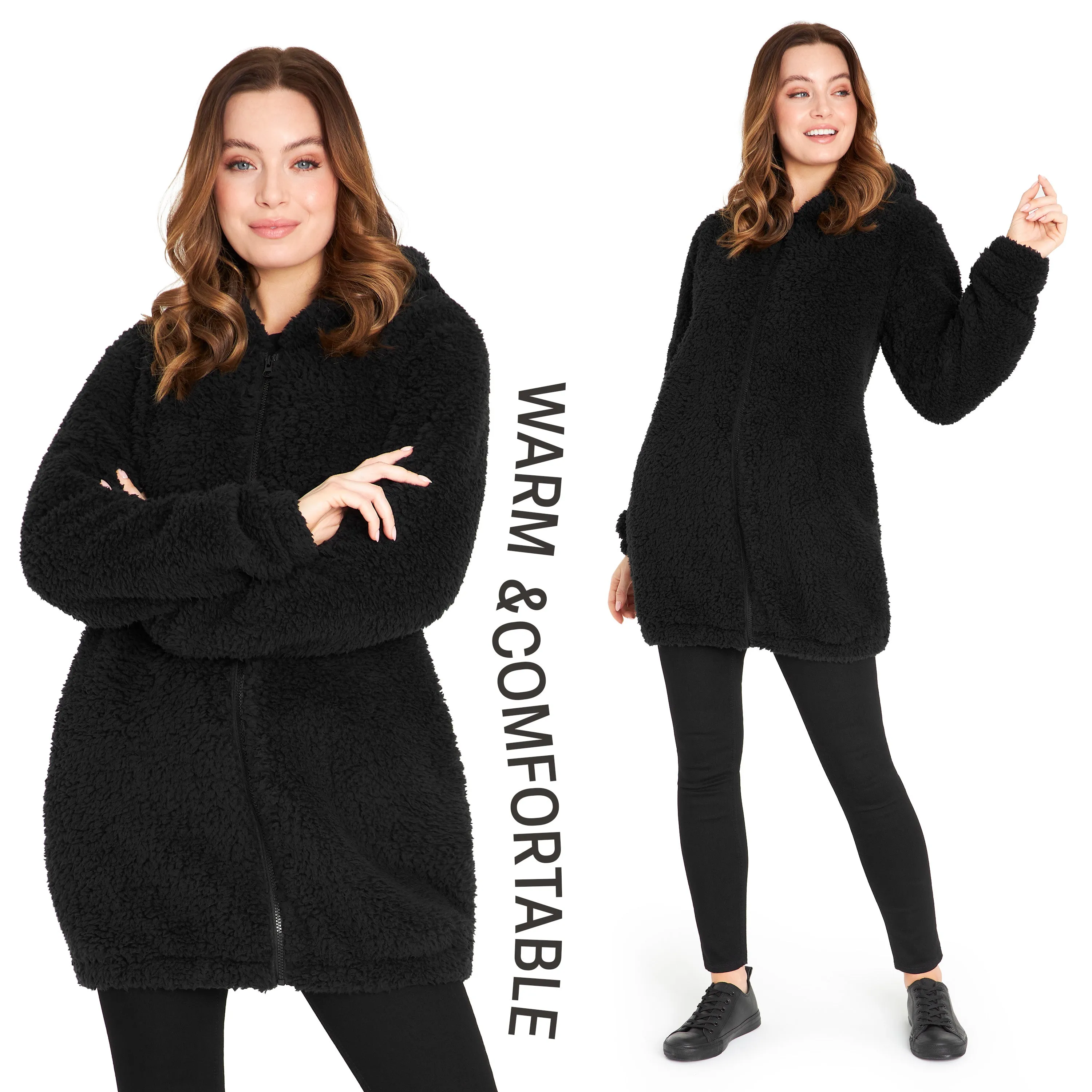 CityComfort Hoodies for Women and Teens, Fluffy Teddy Fleece Hoodie