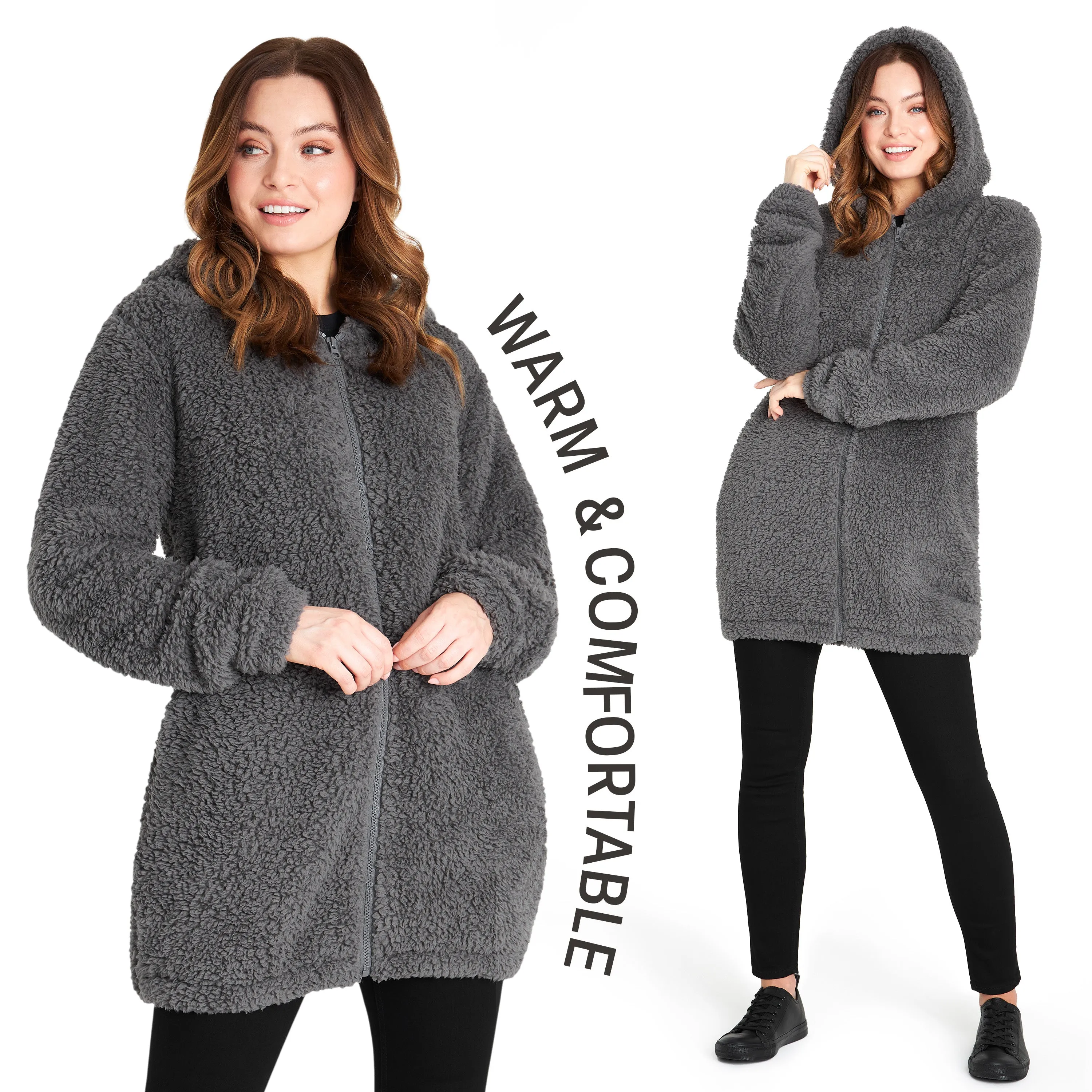 CityComfort Hoodies for Women and Teens, Fluffy Teddy Fleece Hoodie