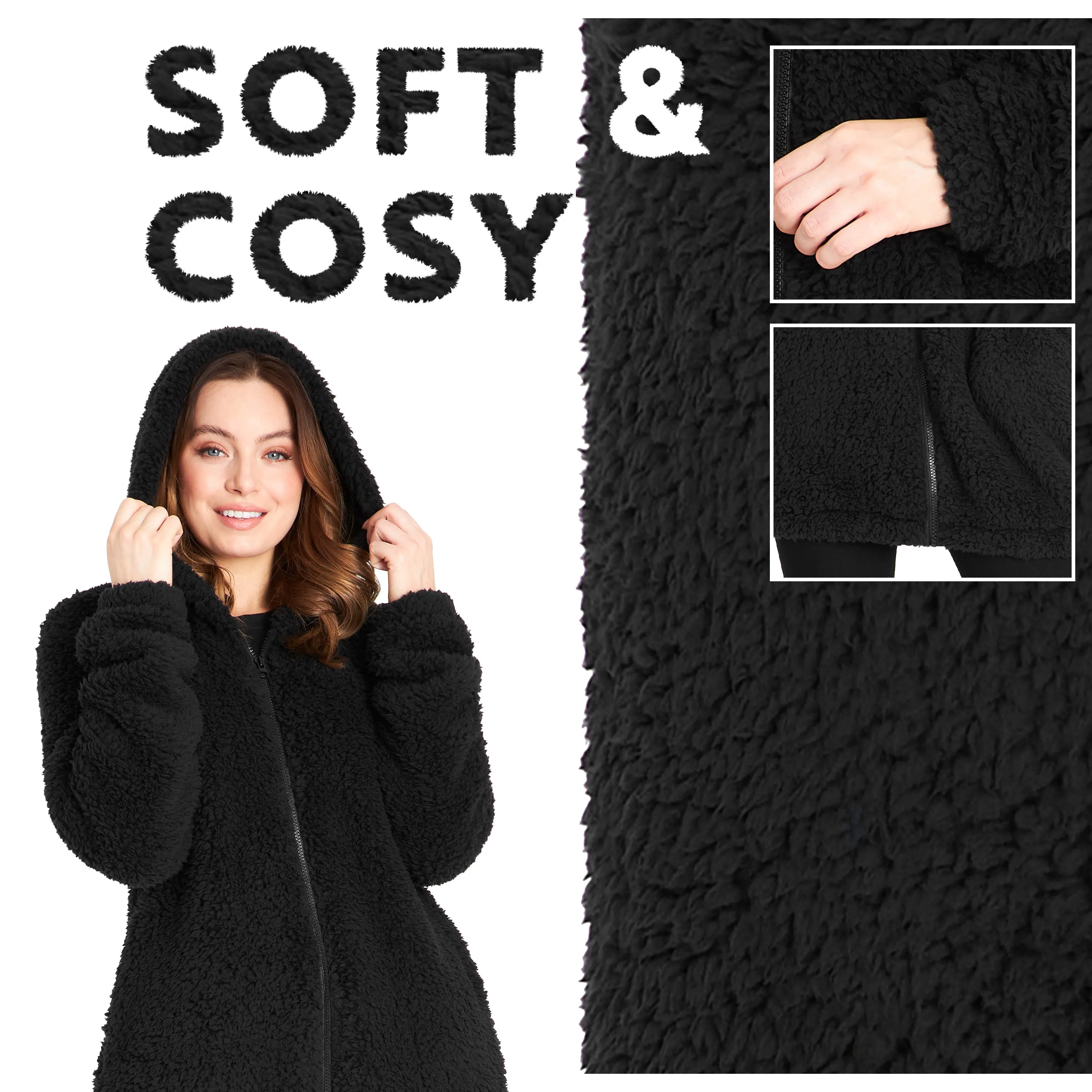 CityComfort Hoodies for Women and Teens, Fluffy Teddy Fleece Hoodie