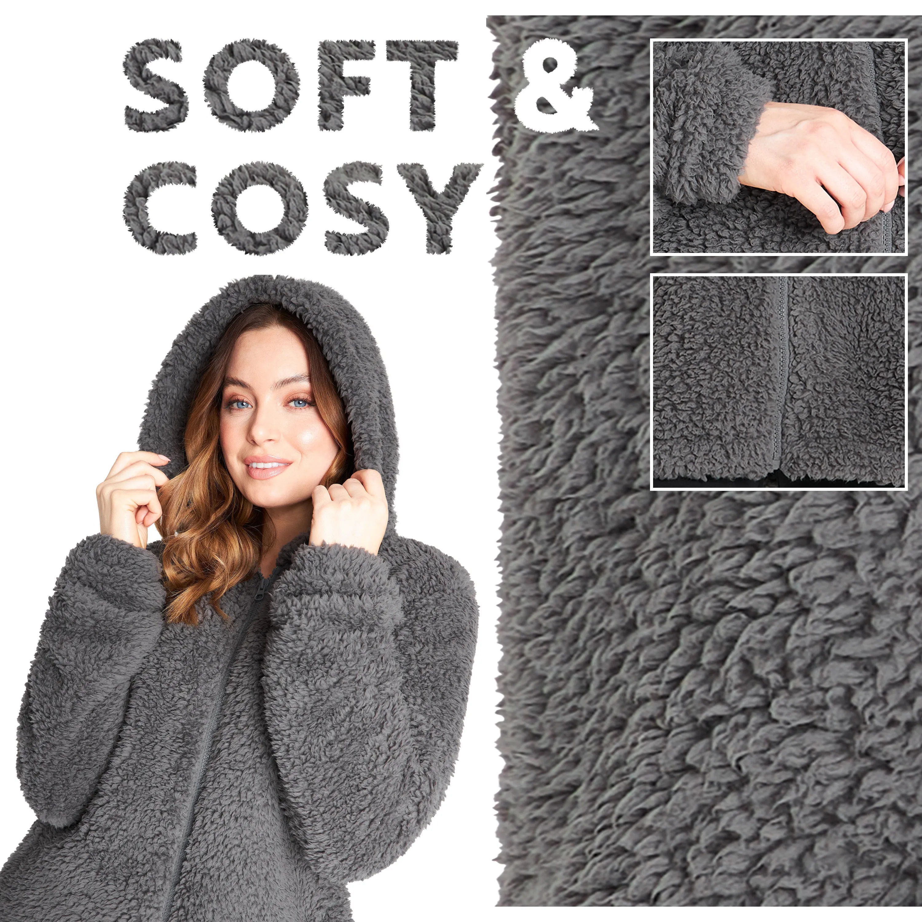 CityComfort Hoodies for Women and Teens, Fluffy Teddy Fleece Hoodie