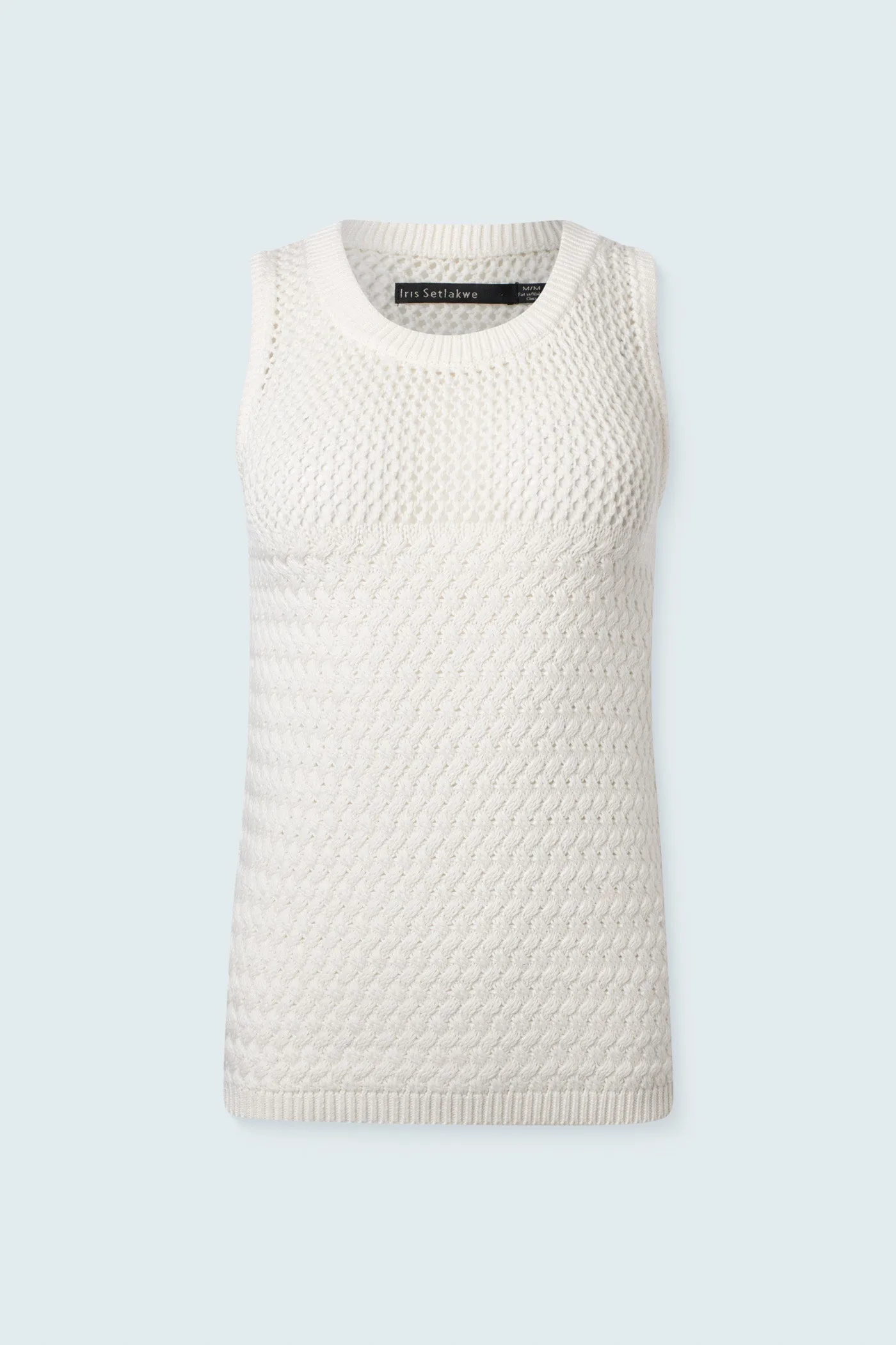 Crewneck sleeveless cami with woven stitch