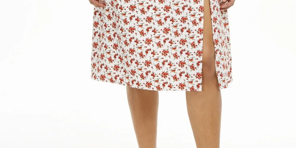 Danielle Bernstein Women's Plus Slip Skirt White/Red Size 1X
