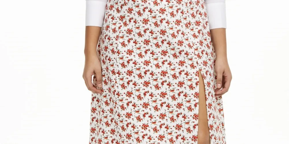 Danielle Bernstein Women's Plus Slip Skirt White/Red Size 1X