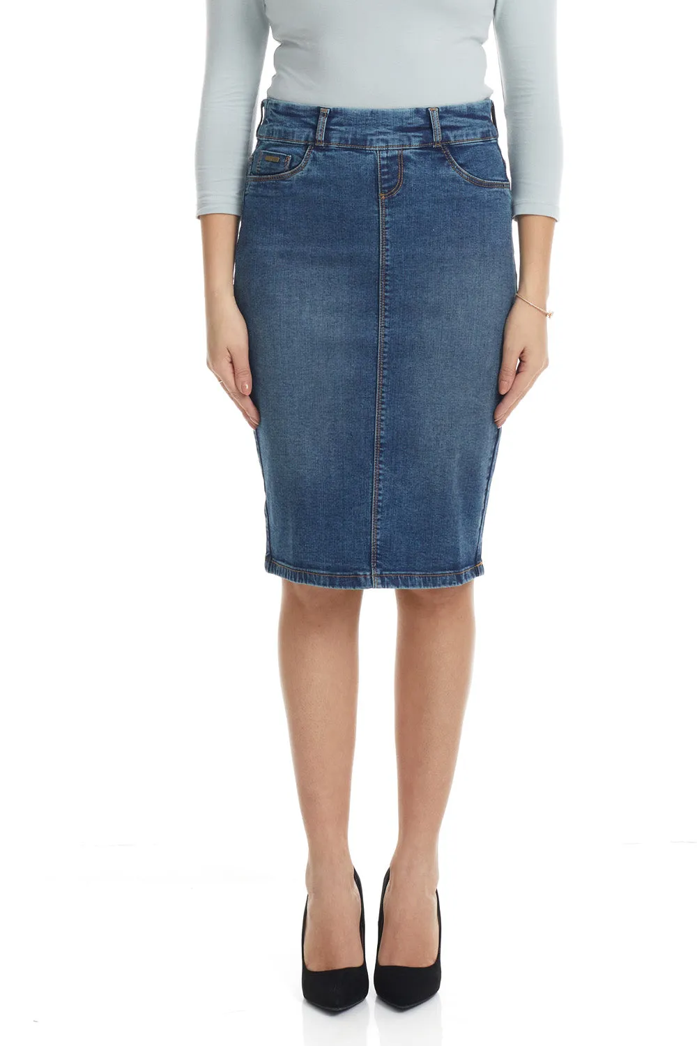 Denim Blue Jean Pencil Skirt for Women 'Brooklyn'