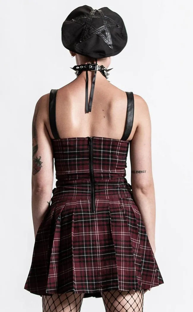 Distortion Pleated Dress | Blood Tartan