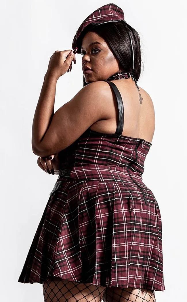 Distortion Pleated Dress | Blood Tartan