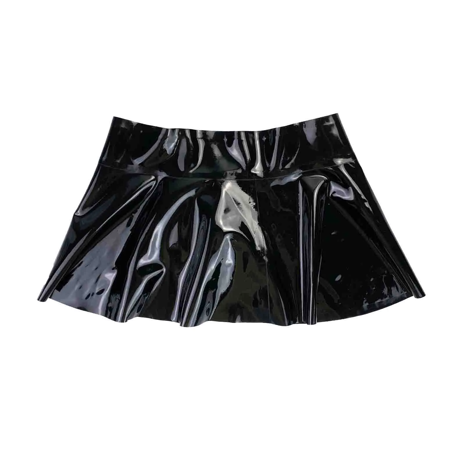 MONNIK Latex suit sexy Tight women Rubber Corset and Pleated Skirt Short Clothing for fetish party club wear