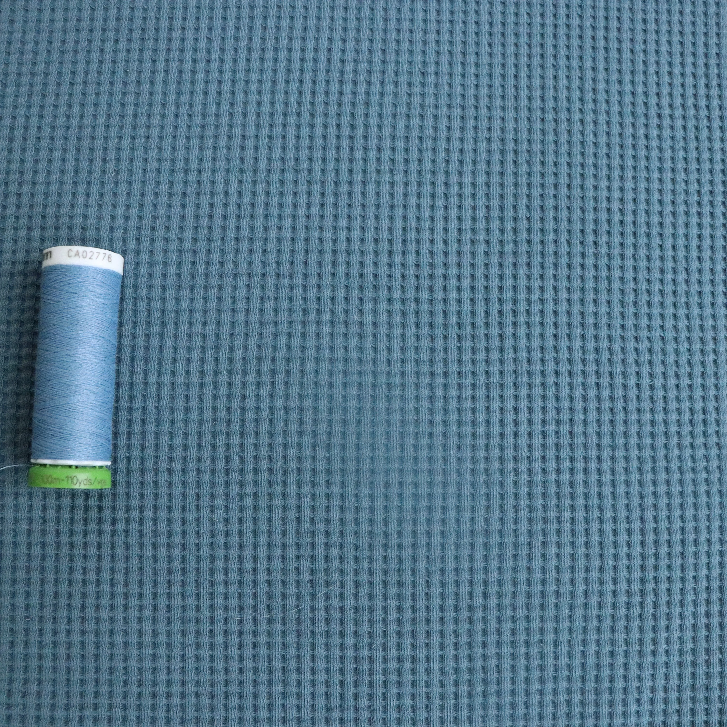 Organic Cotton Mini Waffle Jersey - Denim Blue