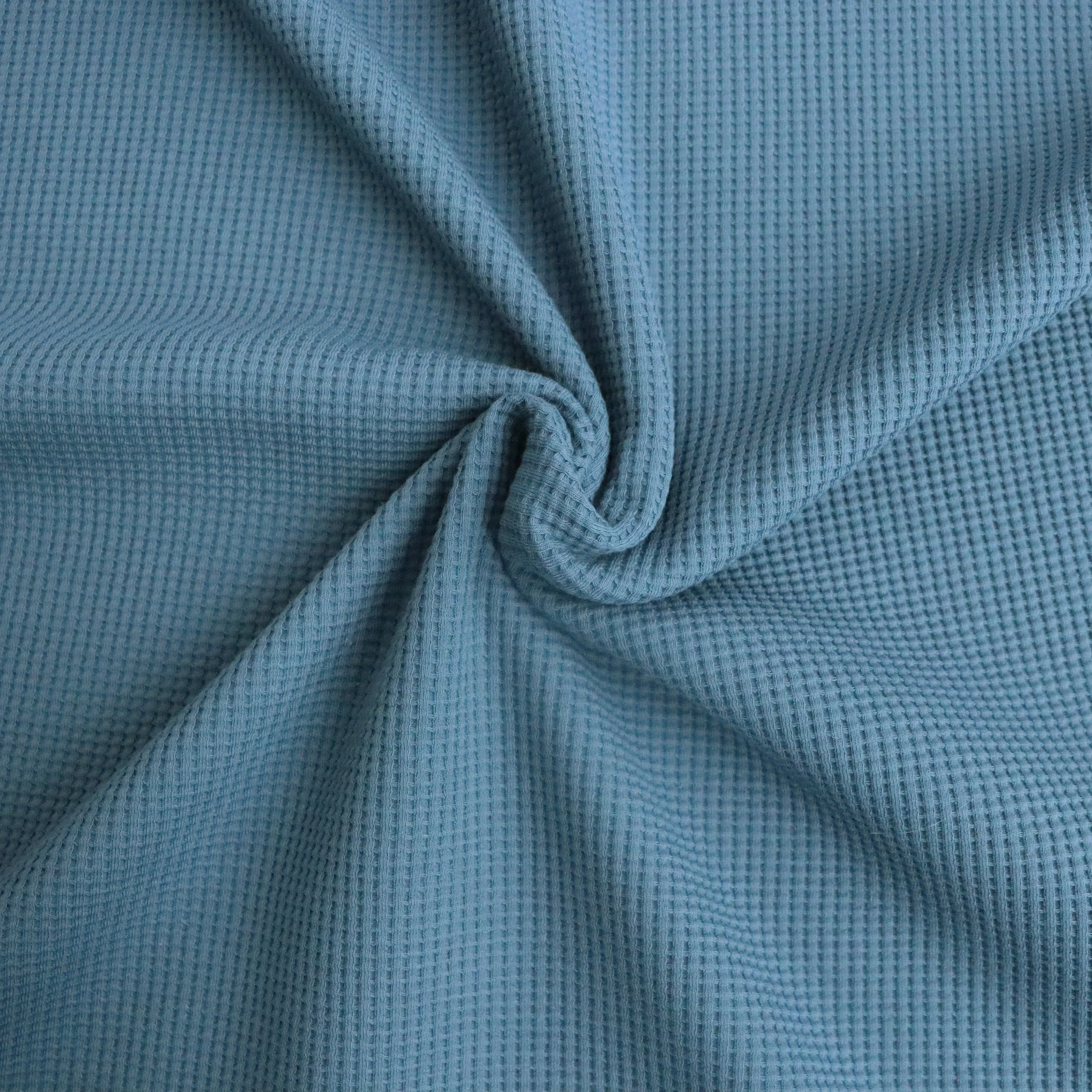 Organic Cotton Mini Waffle Jersey - Denim Blue