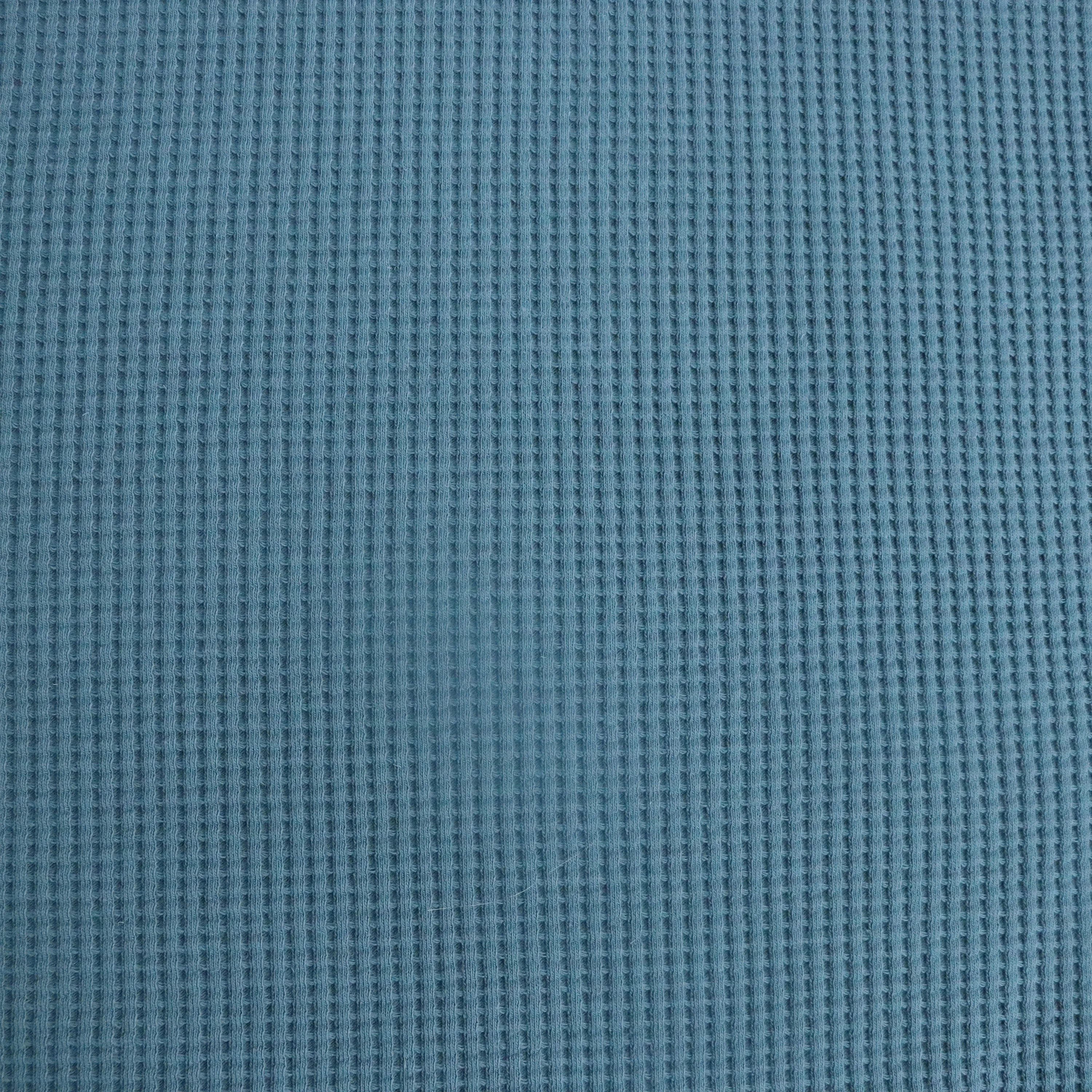 Organic Cotton Mini Waffle Jersey - Denim Blue