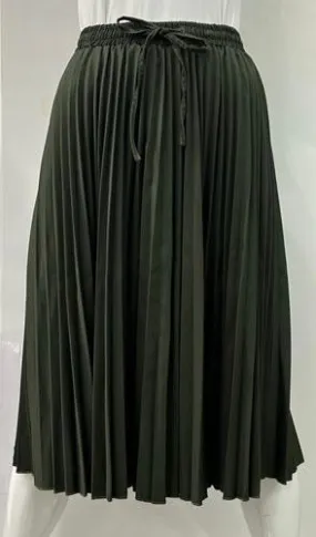 PEODE DESIGN ACCORDION PLEATED DREWSTRING SKIRT OLIVE