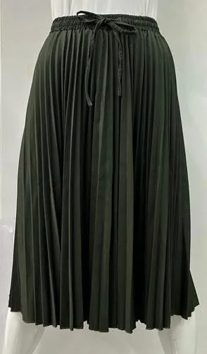 PEODE DESIGN ACCORDION PLEATED DREWSTRING SKIRT OLIVE