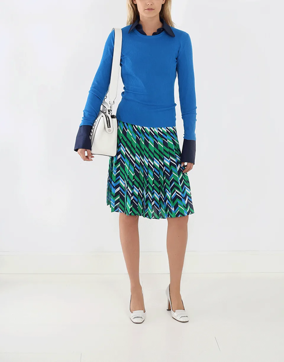 Pleated Chevron Skirt