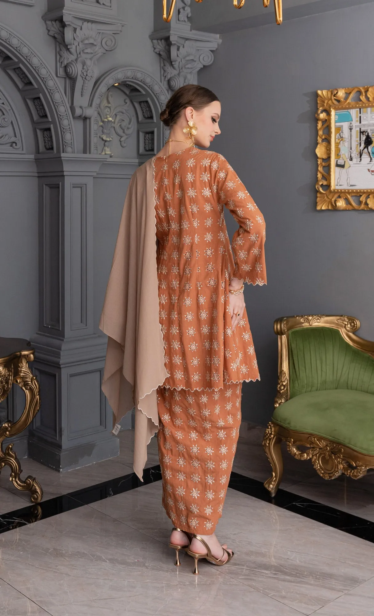 Reborn Kurung Riau in Amber Brown