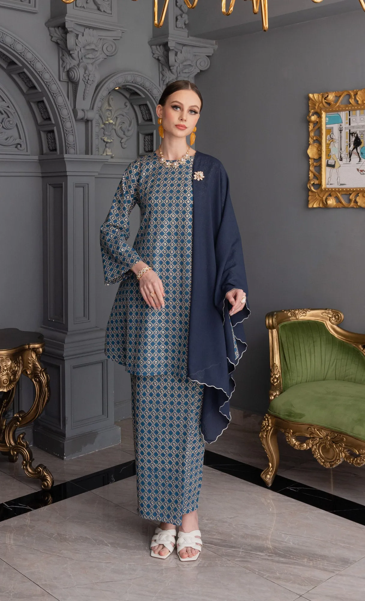 Revive Kurung in Deep Blue