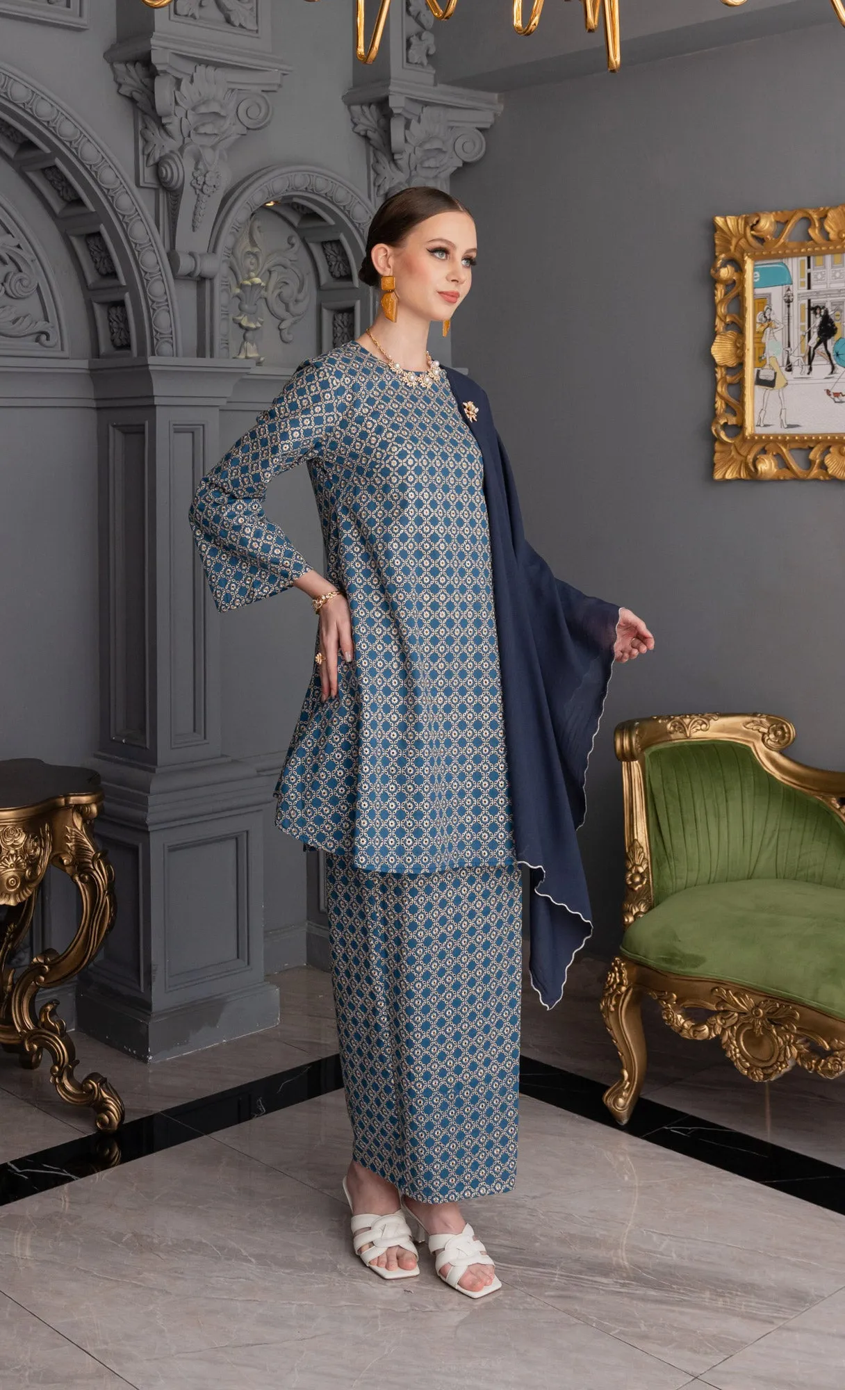 Revive Kurung in Deep Blue