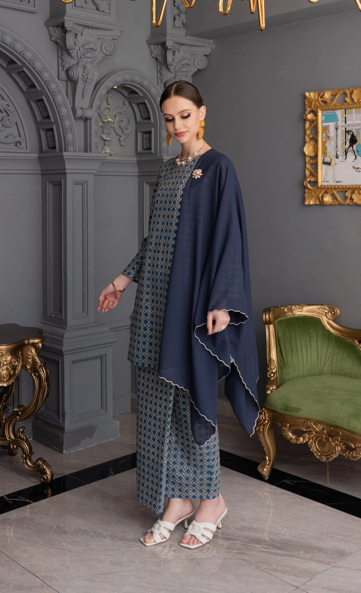Revive Kurung in Deep Blue