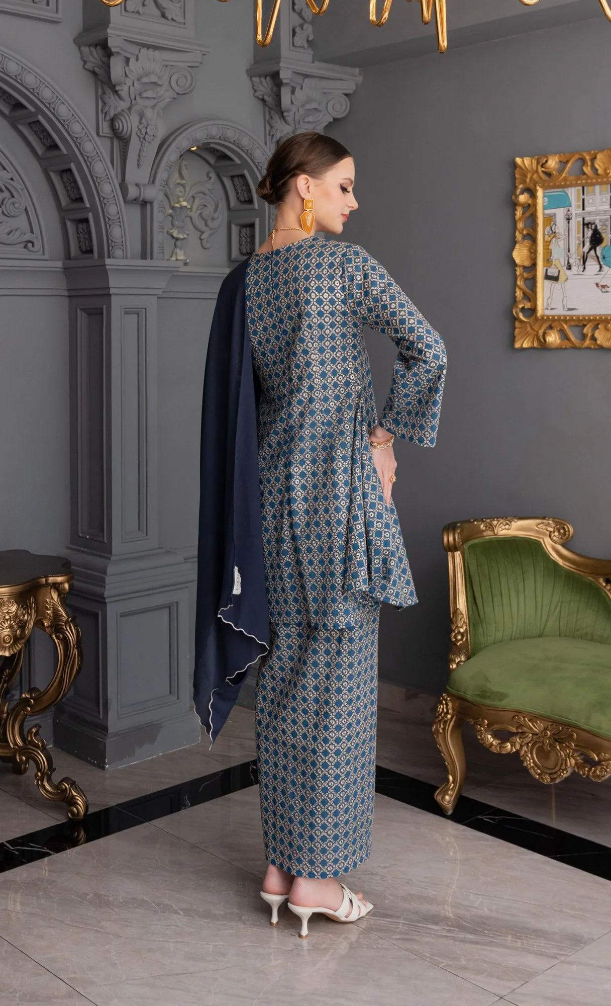 Revive Kurung in Deep Blue