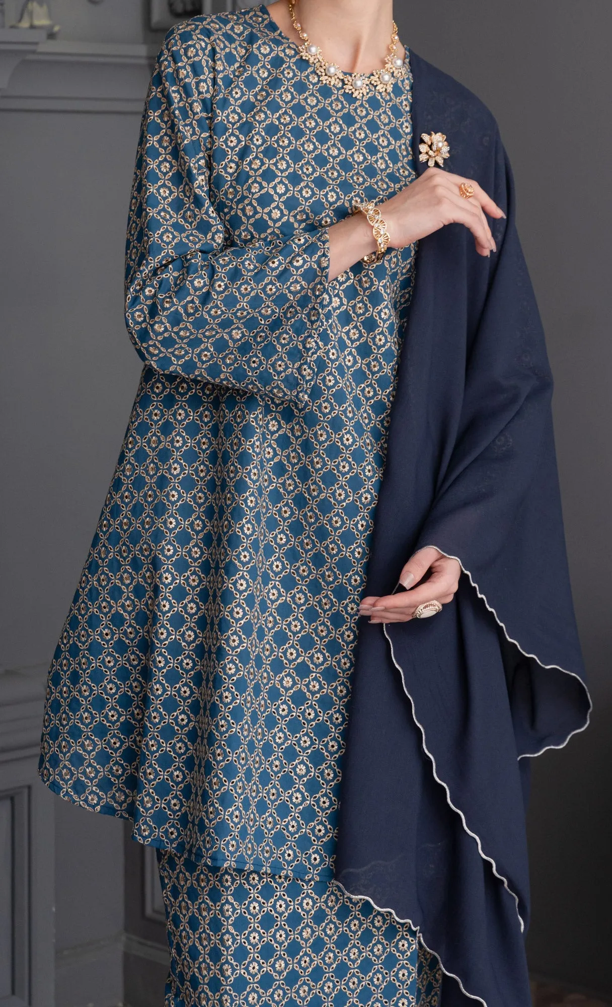 Revive Kurung in Deep Blue