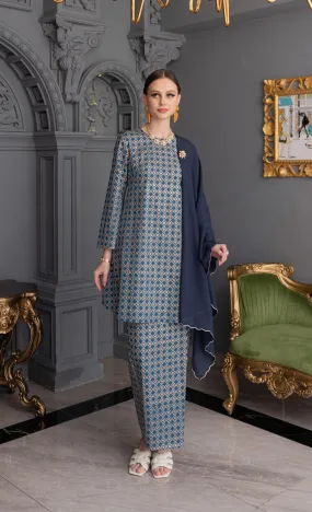 Revive Kurung in Deep Blue
