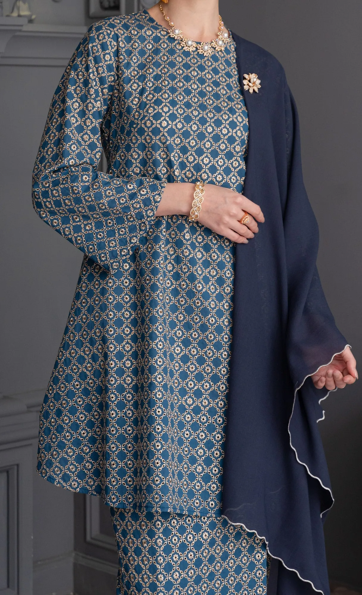 Revive Kurung in Deep Blue