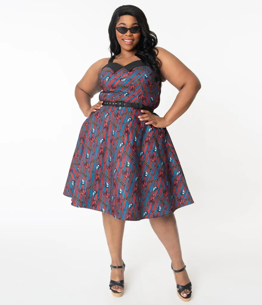 Universal Monsters x Unique Vintage Dracula Print Rachel Swing Dress (XS, S and XL ONLY)