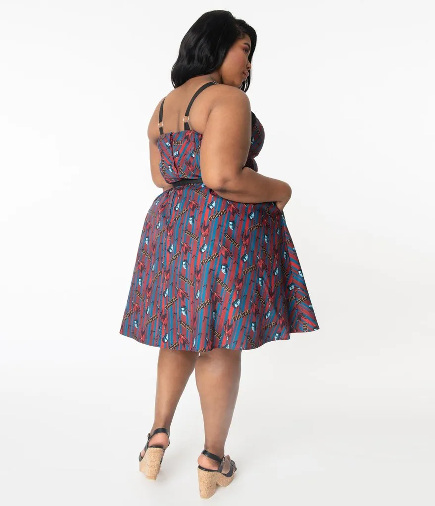 Universal Monsters x Unique Vintage Dracula Print Rachel Swing Dress (XS, S and XL ONLY)