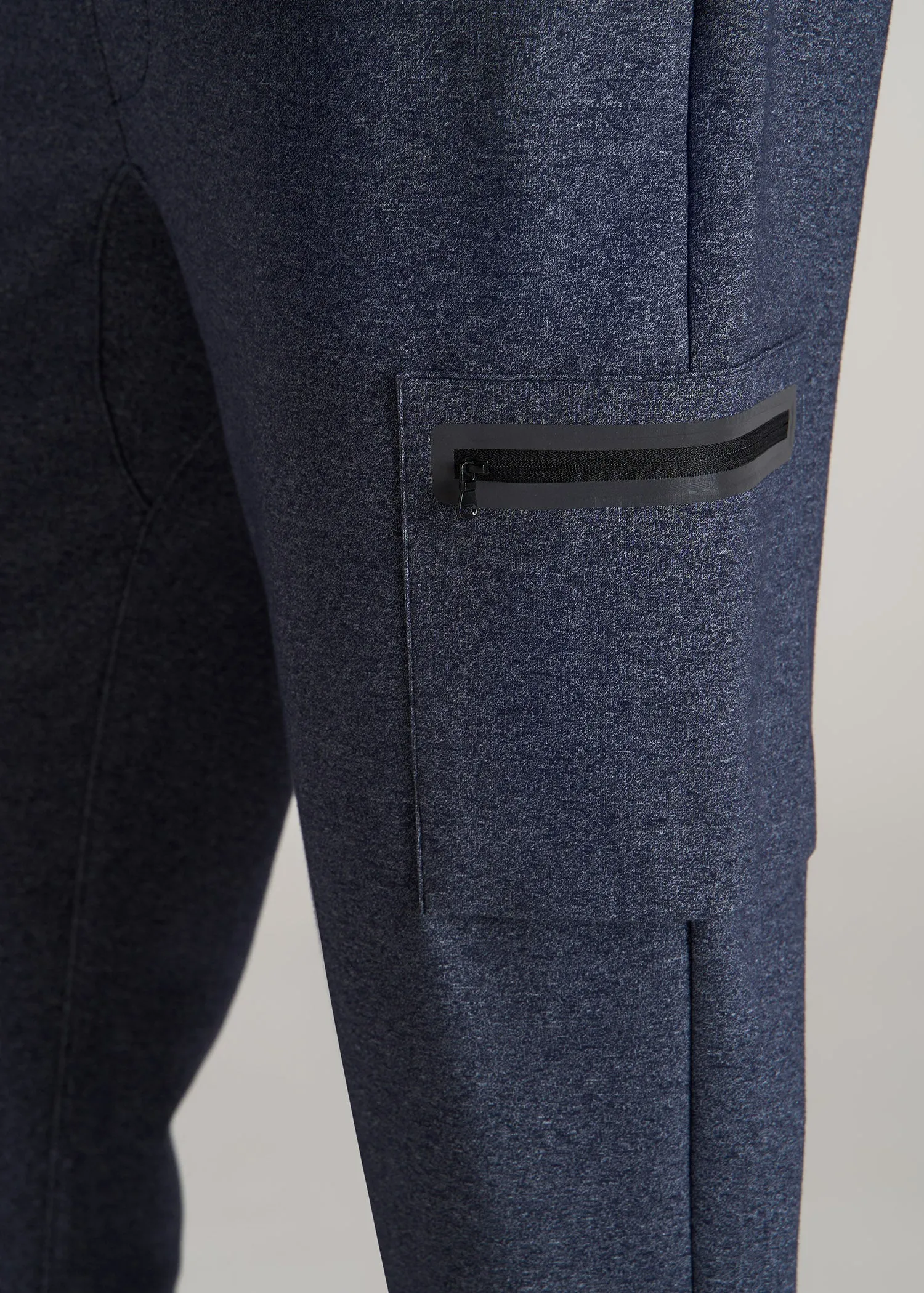 Utility Fleece Cargo Joggers for Tall Men in Evening Blue Mix
