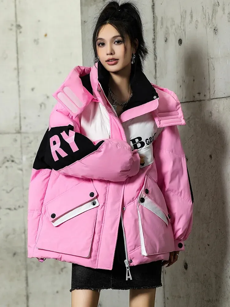 Warmth Winter Down Coat Jackets Women Hooded Parka Winter Clothing Snow Coat Casual Thick Short Puffer Jacket Bright Streetwear