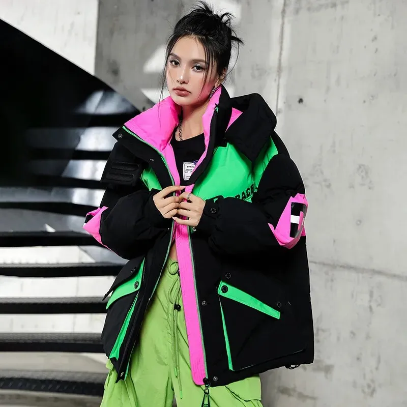 Warmth Winter Down Coat Jackets Women Hooded Parka Winter Clothing Snow Coat Casual Thick Short Puffer Jacket Bright Streetwear