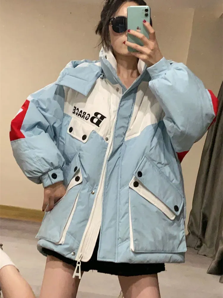 Warmth Winter Down Coat Jackets Women Hooded Parka Winter Clothing Snow Coat Casual Thick Short Puffer Jacket Bright Streetwear