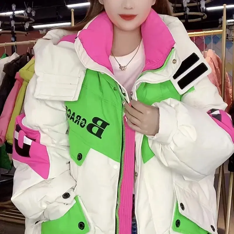 Warmth Winter Down Coat Jackets Women Hooded Parka Winter Clothing Snow Coat Casual Thick Short Puffer Jacket Bright Streetwear