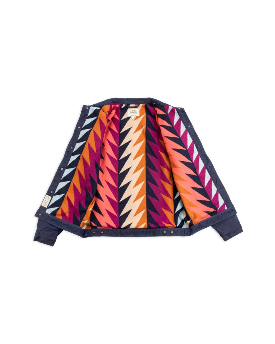 Wax Rider Coat - Navy / Gently Strikes Lining
