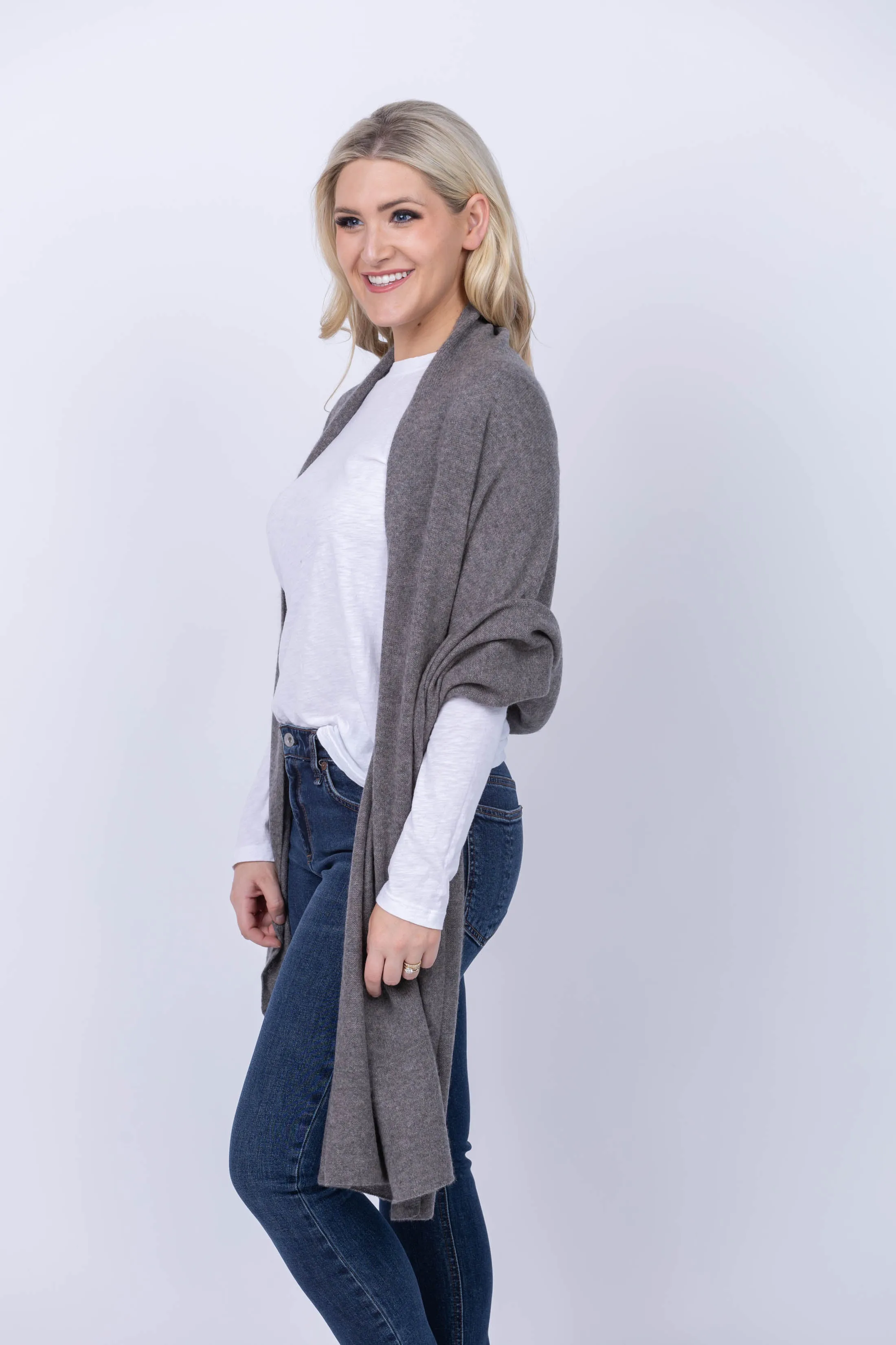 White   Warren Cashmere Scarf in Driftwood Heather