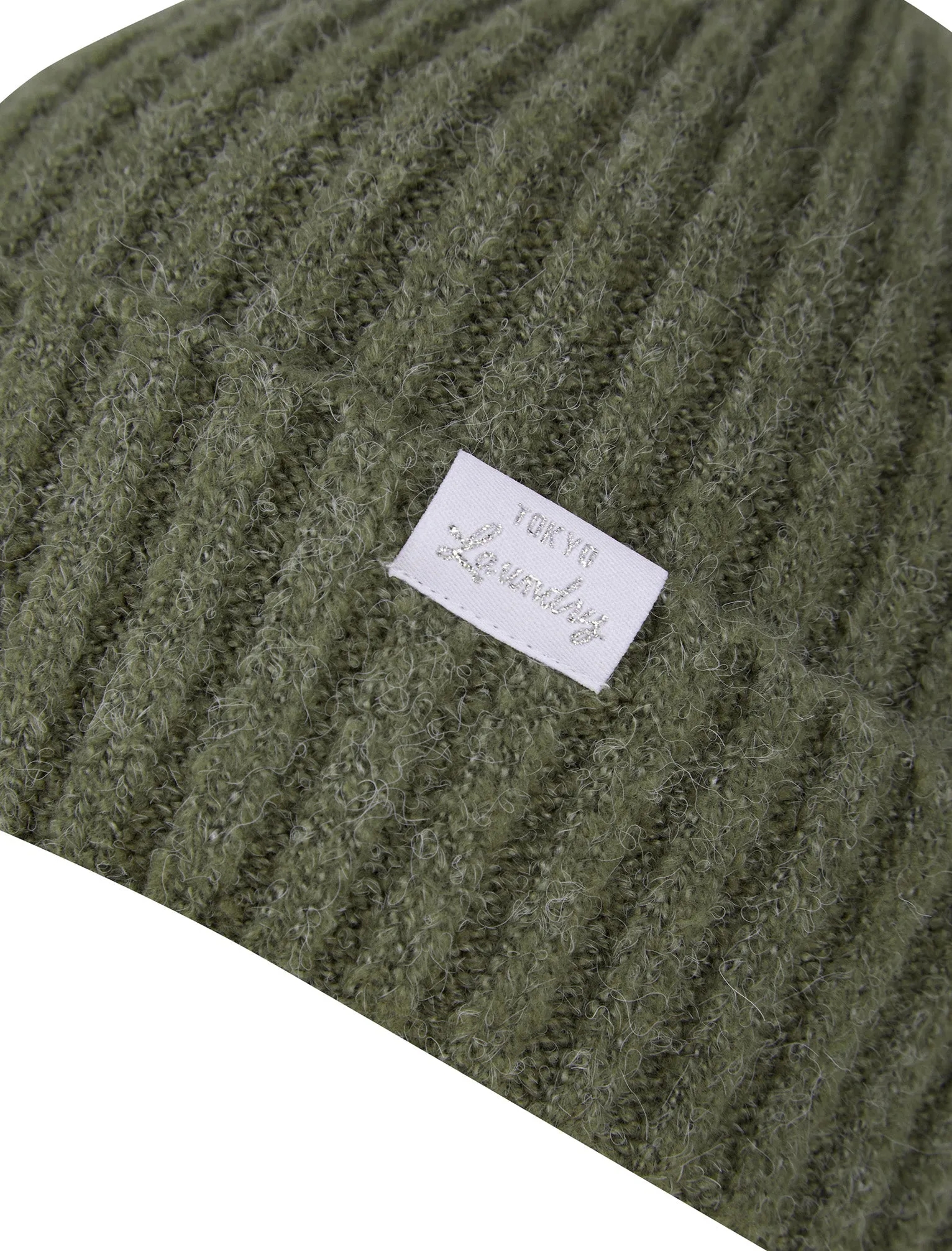 Women's Kai Ribbed Cable Knit Beanie Hat in Khaki - Tokyo Laundry